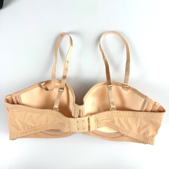 EFINNY Women's Sz M Bra Sexy Breast Enhancing Dual Closure Beige Bandeau Bra NEW - Picture 3 of 7
